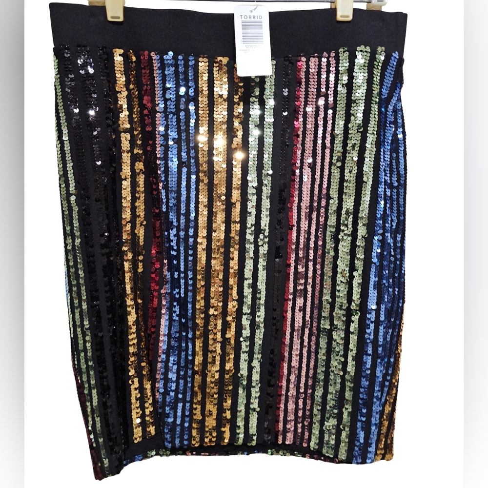 Torrid Multicolored Sequin Striped Pencil Skirt